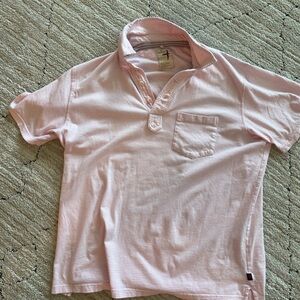 Pink micro striped polo with breast pocket